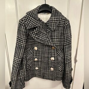 Coach virgin wool double-breasted houndstooth print evening jacket